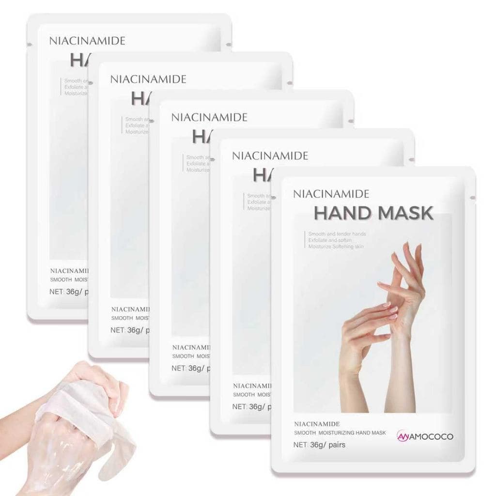 5 Pacotes de Máscara para Mãos com Niacinamida, Hidratação Profunda para Mãos Secas e Rachadas, Cuidado Nutritivo com Ma