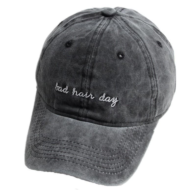Boné Hip-hop com Bordado de Alfabeto - Boné Unissex Duckbill para Proteção Solar e Moda Retrô com Bordado BAD HAIR DAY