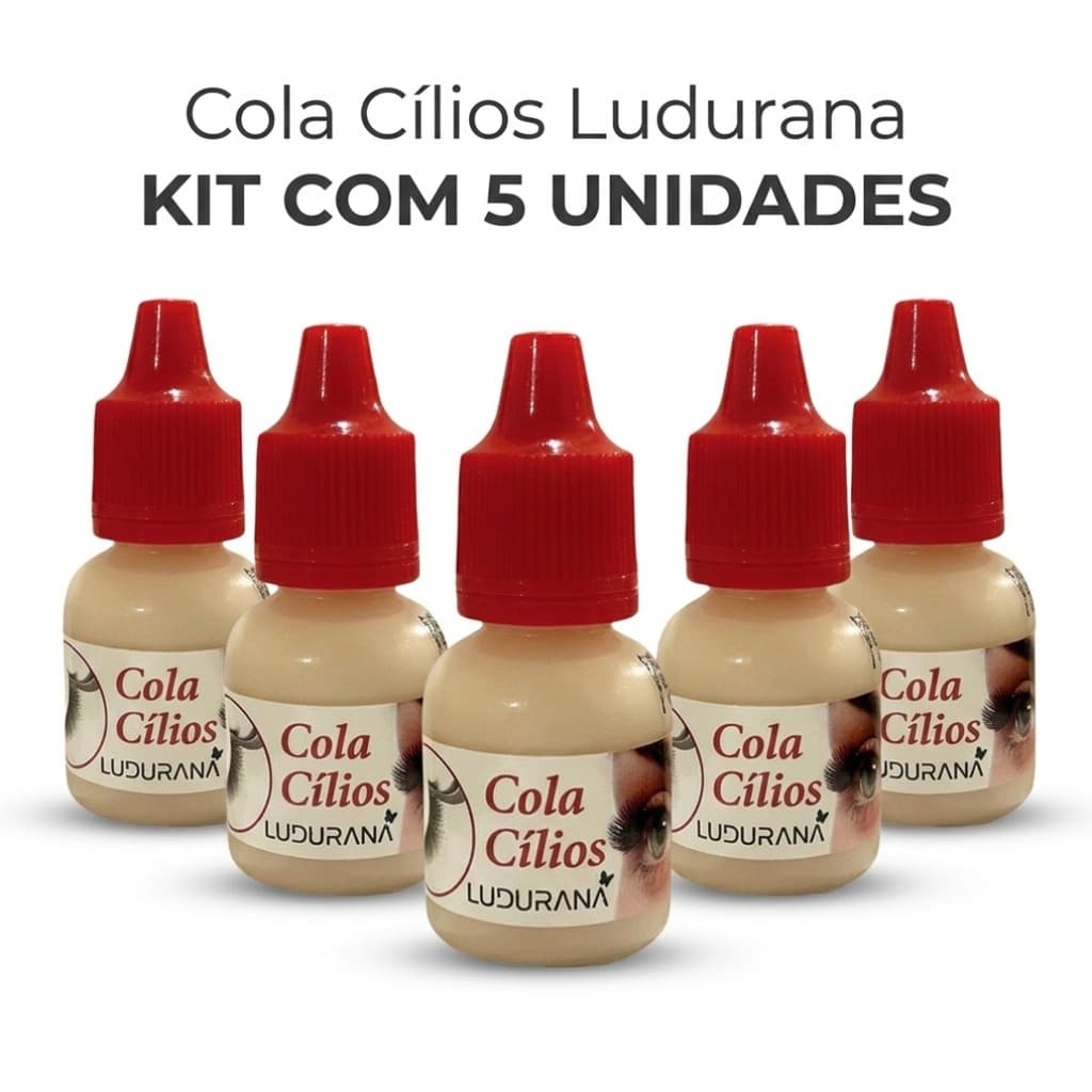 Kit 5 ou 10 Cola para Cílios Ludurana 10ml Transparente e Preta Secagem Rápida Longa Duração