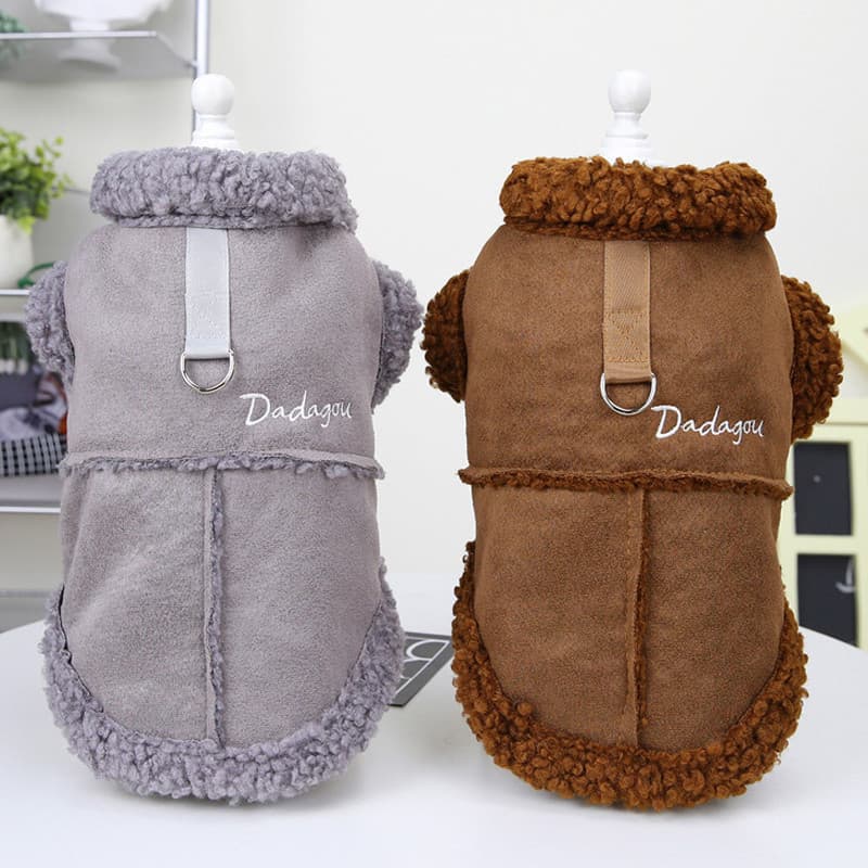 Jaqueta De Cordeiro Para Cachorro De Estimação Roupas Pug Yorkie Casaco De Inverno