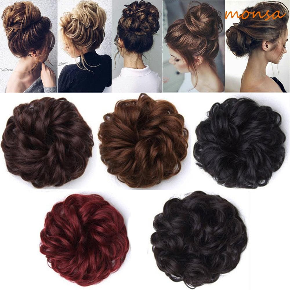 MONSA Enfeite/Presilha De Cabelo De Borracha Marrom Cacheado Coque Feminino
