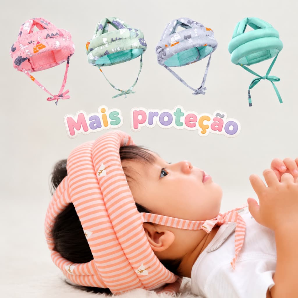 Chapéu De Proteção Almofadado Antiqueda Anti-Colisão Capacete De Segurança Ajustável Para Bebês