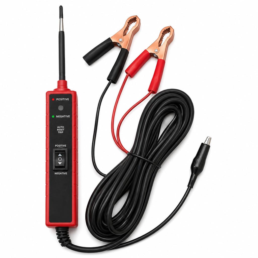 Caneta de Teste Veicular 6V-24V Com Garras Jacaré Cabo Longo Vermelha
