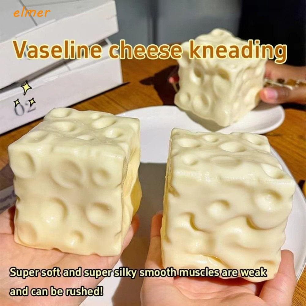 Cubo Espremido De Queijo ELMER , Pitada Para Alívio De Ansiedade De 6/7 Cm , Brinquedo Realista Super Macio E Não Rebote