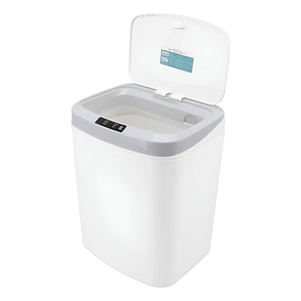 Lixeira Elétrica 16l Abre Fecha Por Toque Aproximação Sensor Cor Branco Branco