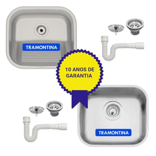 Cuba Inox Pia Tramontina Lavínia 40x34 e Tanque Tramontina 40x35 Fosco