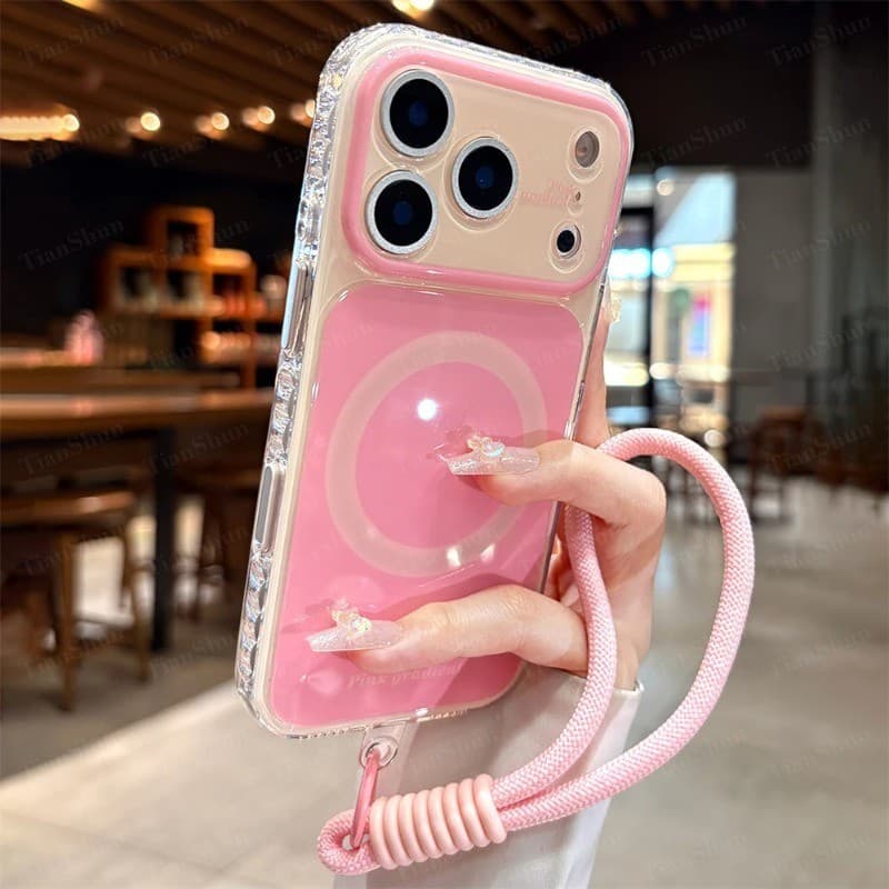 IMD Macaroon Capa De Telefone Magnética Anti-Queda Compatível Com Iphone17 16 15 Pro Max Silicone Macia TPU À Prova De C