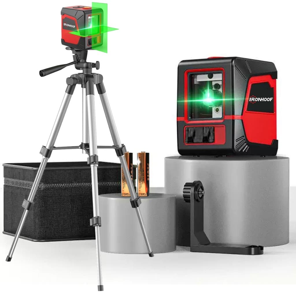 Nivel A Laser Profissional Verde 20m 2 Linhas Autonivelante com Suporte Magnético Em L e Organizador