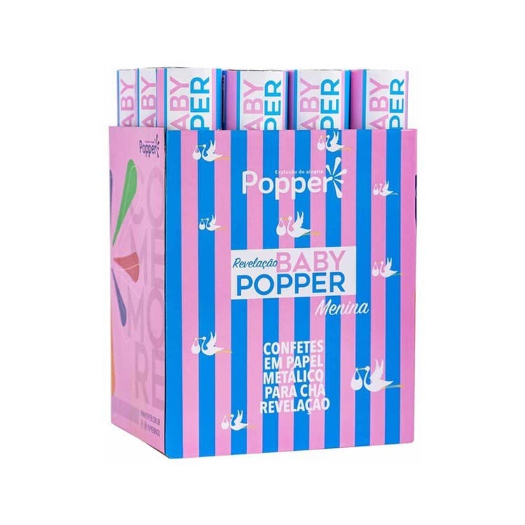 Lança Confete Popper 30cm Chá Revelação Baby - Azul ou Rosa