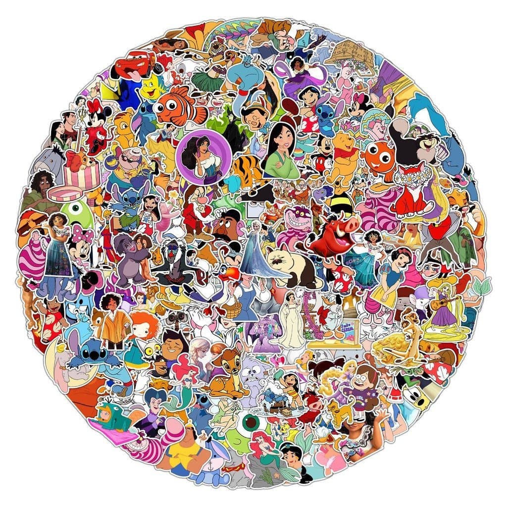 200PCS Disney Classic Cartoon Animation Adesivos Decorativos À Prova D'água Para Capacete De Bicicleta Decalques De Lápi