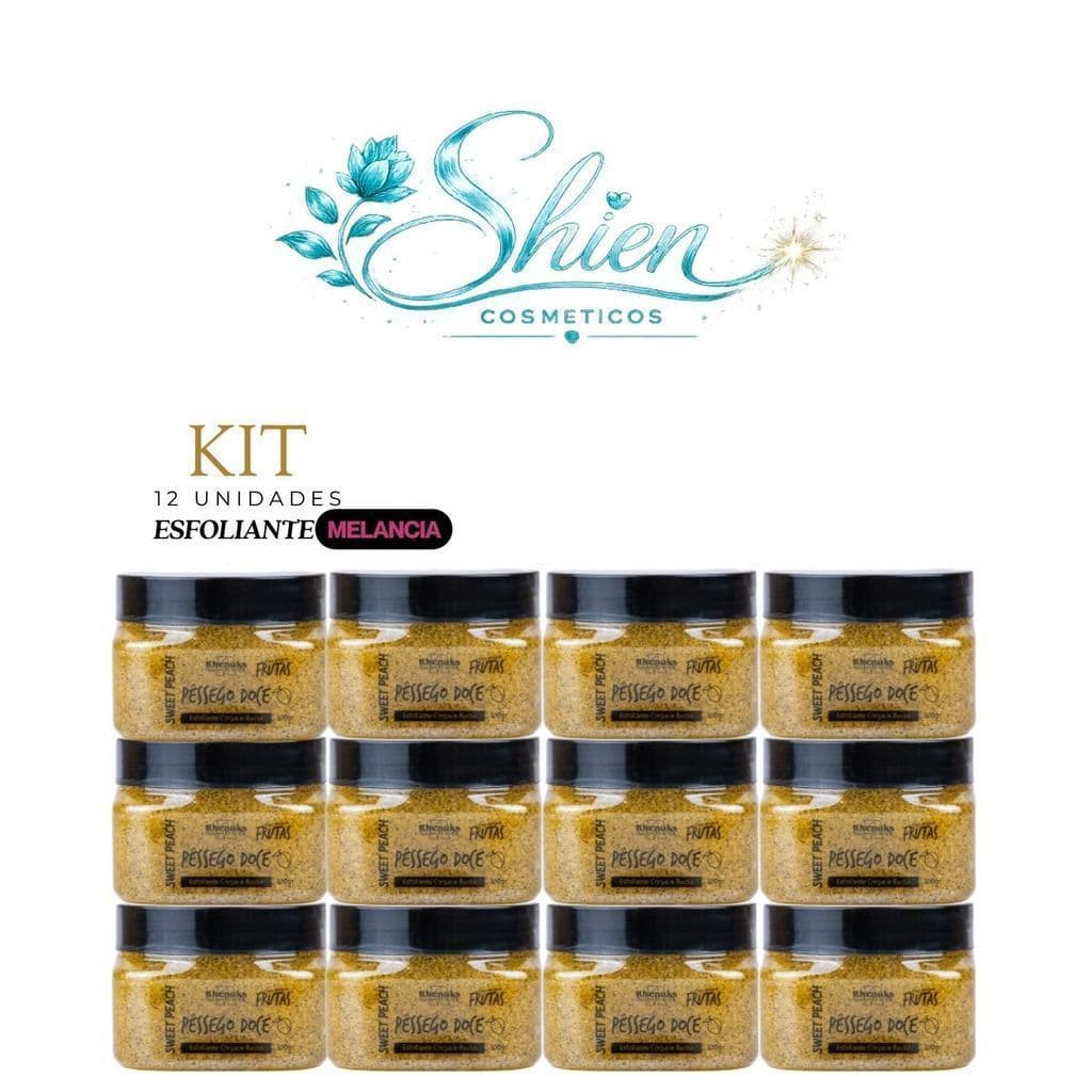 Kit 12 Esfoliante Frutas Corpo E Rosto Pessego 300G Rhenuks (Afilhado)