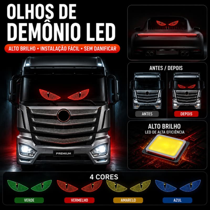Luz LED Devil Eye 2 Pcs Traseira De Advertência Decorativa Vermelha Dinâmica Demônio Olhos Atmosfera