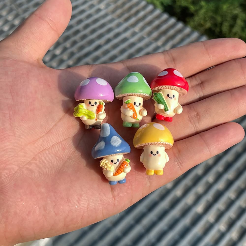 5 Peças Mini 3D Cogumelo Resina Acessórios DIY Caso De Telefone Encantos Para O Cabelo Materiais Decorativos