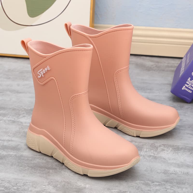 Botas de chuva japonesas de novo estilo, botas curtas estilo feminino, botas de chuva ao ar livre, sola grossa, estilo a
