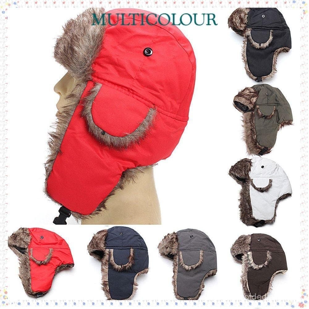 Chapéu De Esqui Multicolor Russo Ushanka Masculino Feminino Fur Trapper