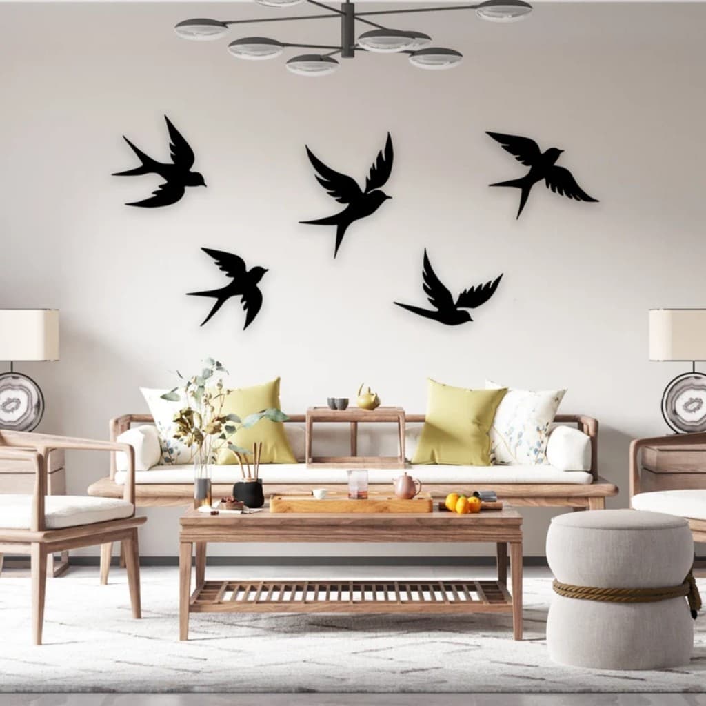 Quadro Decorativo de Pássaros em MDF 20x20cm