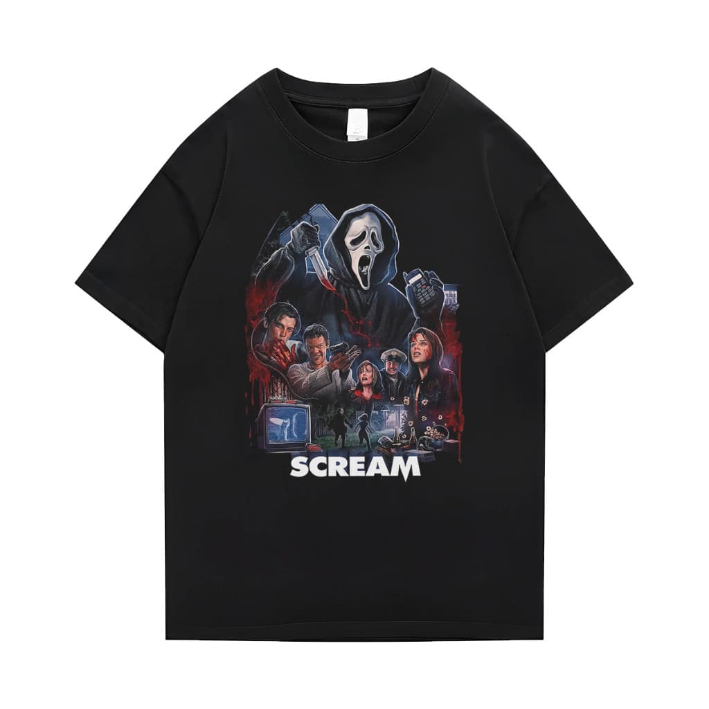 Camiseta Basica Camisa Ghostface Scream Panico Serie Terror Vintage Y2k Unissex