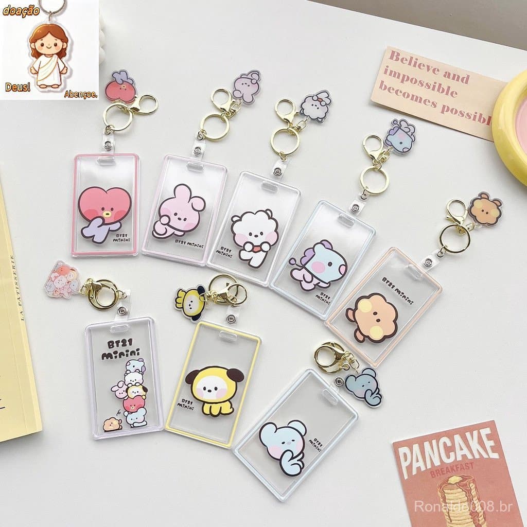 Porta-Chaves Idol Bangtan Boys Cute Cartoon Photocard Acrílico