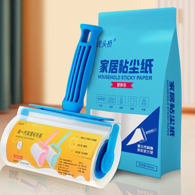 Dispositivo de cabelo pegajoso Rolo rasgável Papel de poeira pegajoso Escova de rolo de feltro Remoção de pêlos pegajoso