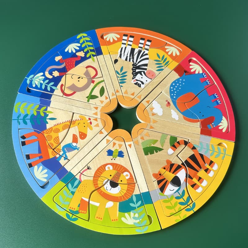 Bebê infantil quebra-cabeça de madeira simples introdutório quebra-cabeça brinquedos infantis 1-2-3 anos de idade meio A