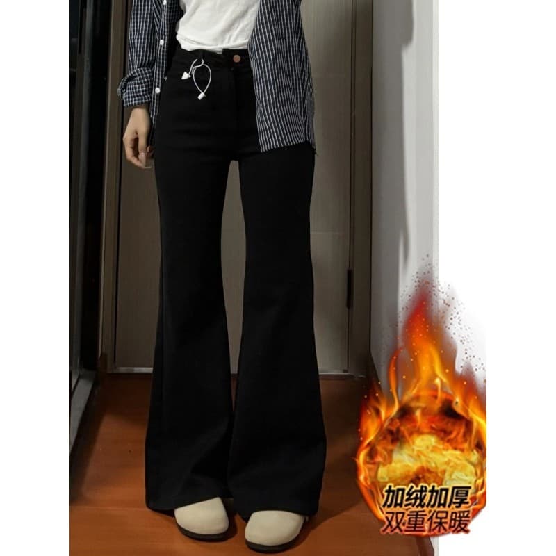 Velo-velo engrossado Micro-perna Jeans de perna larga feminino primavera Plus Size gordura mm solto mais magro olhar pêr