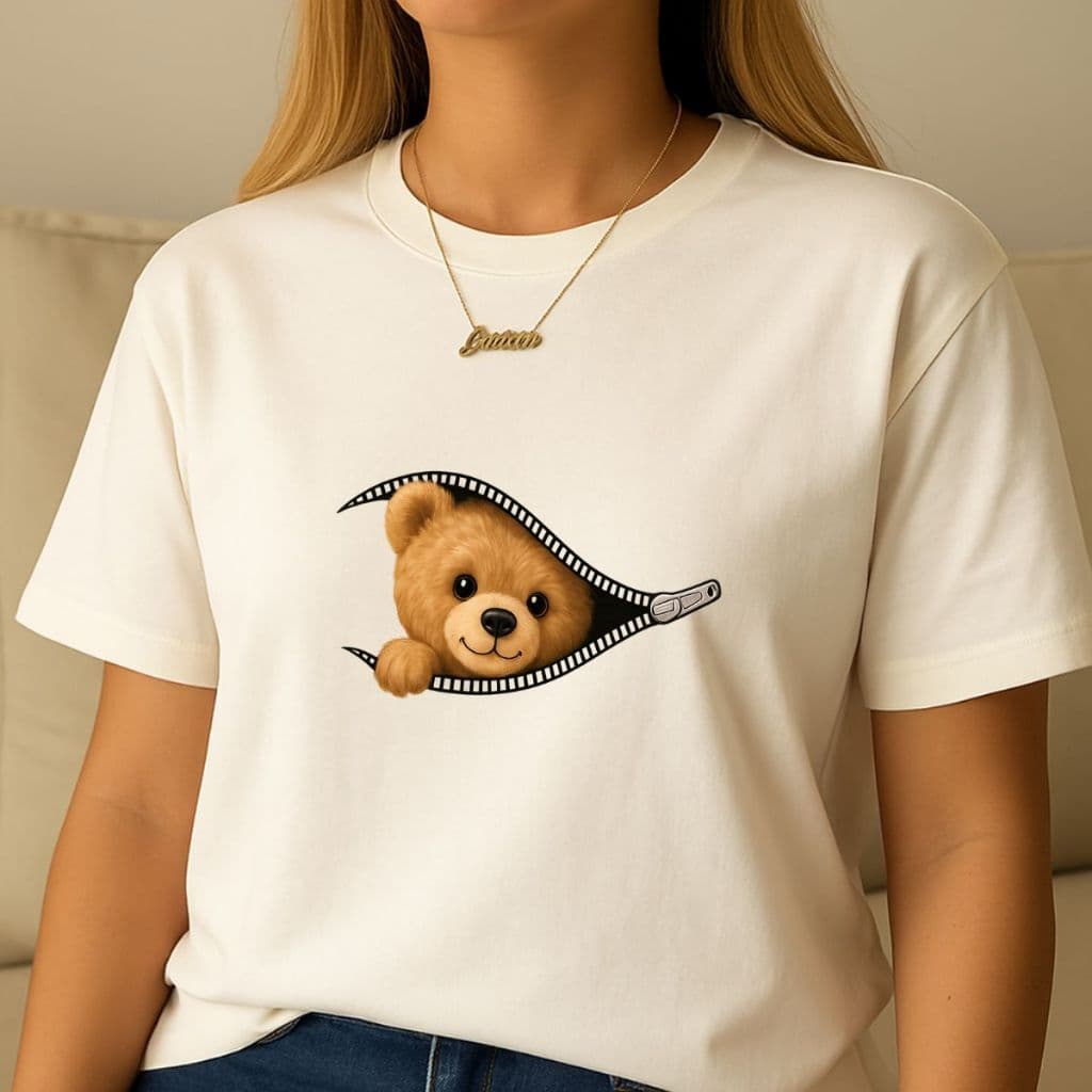 Camiseta Feminina Urso Fofo 100% Algodão Premium Envio Ja