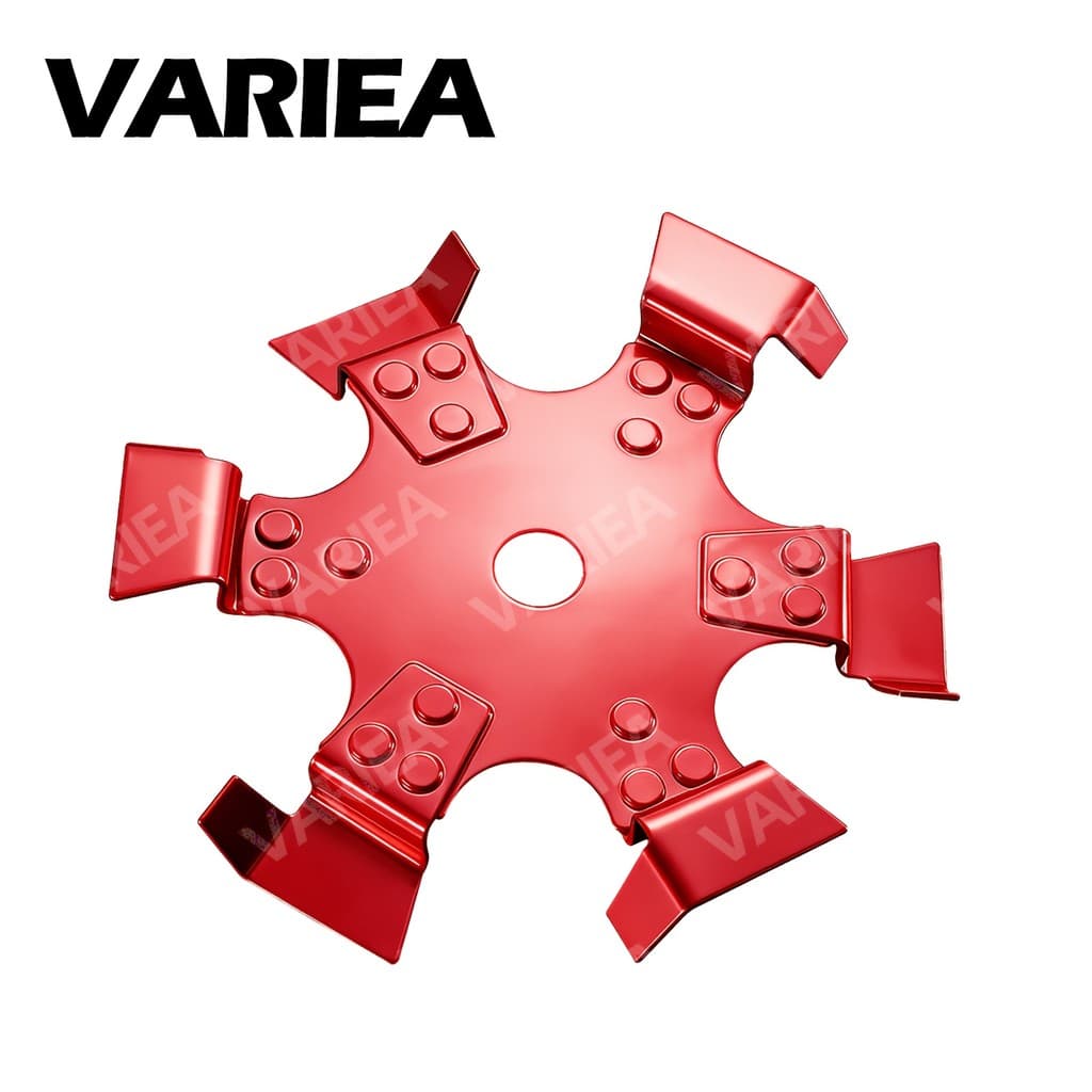 VARIEA-Cortador de grama vermelho de alta qualidade Roda de terra solta de vala de 6 folhas, acessórios de cortador de g