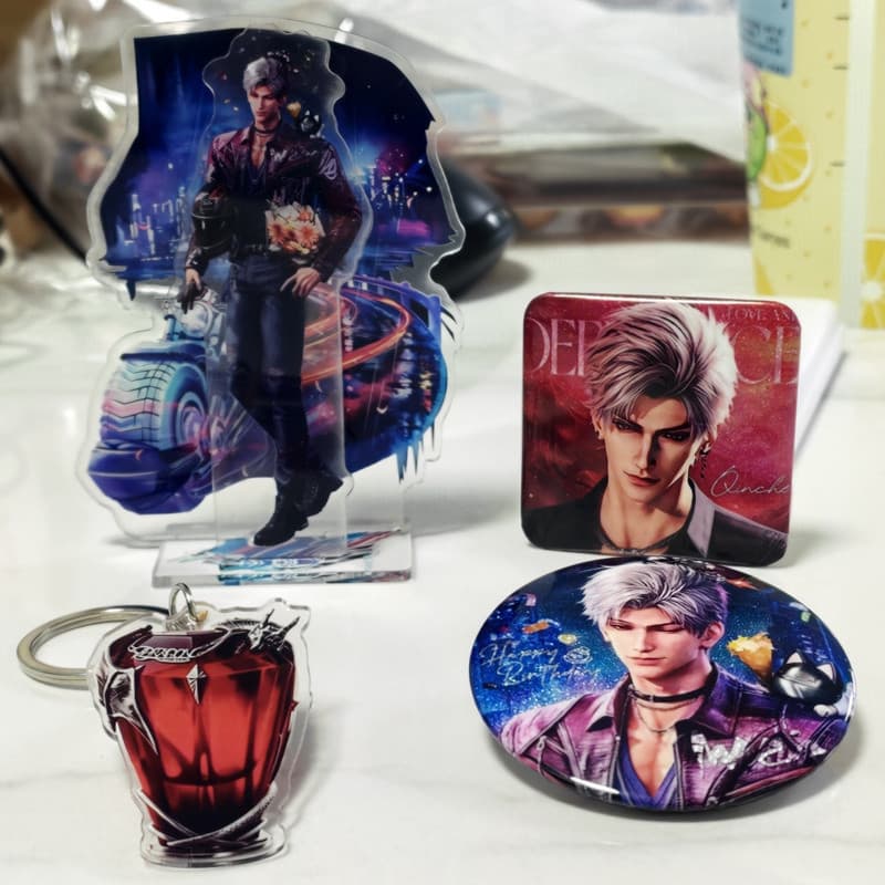 4 Pçs/Set Amor E Deepspace Sylus 2026 Série Coleção De Aniversário Acrílico Suporte Chaveiro Quadrado Redondo Crachá