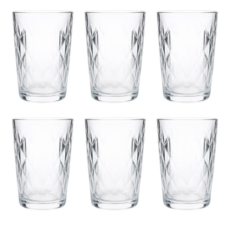 Jogo com 6 Copos de Vidro Transparente Stella 400 ml cada Agua Suco Refrigerante Resistente