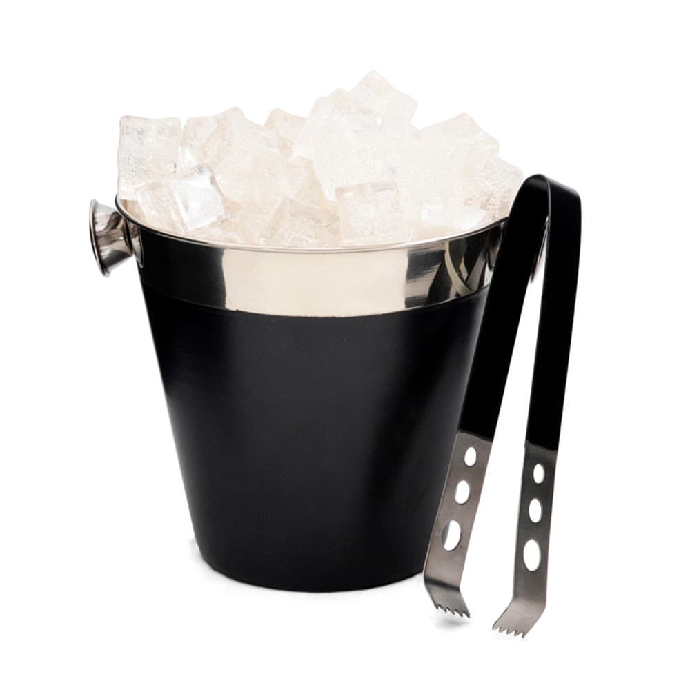 Balde de Gelo Com Pegador Noir Aço Inox Preto 1,5l Wincy