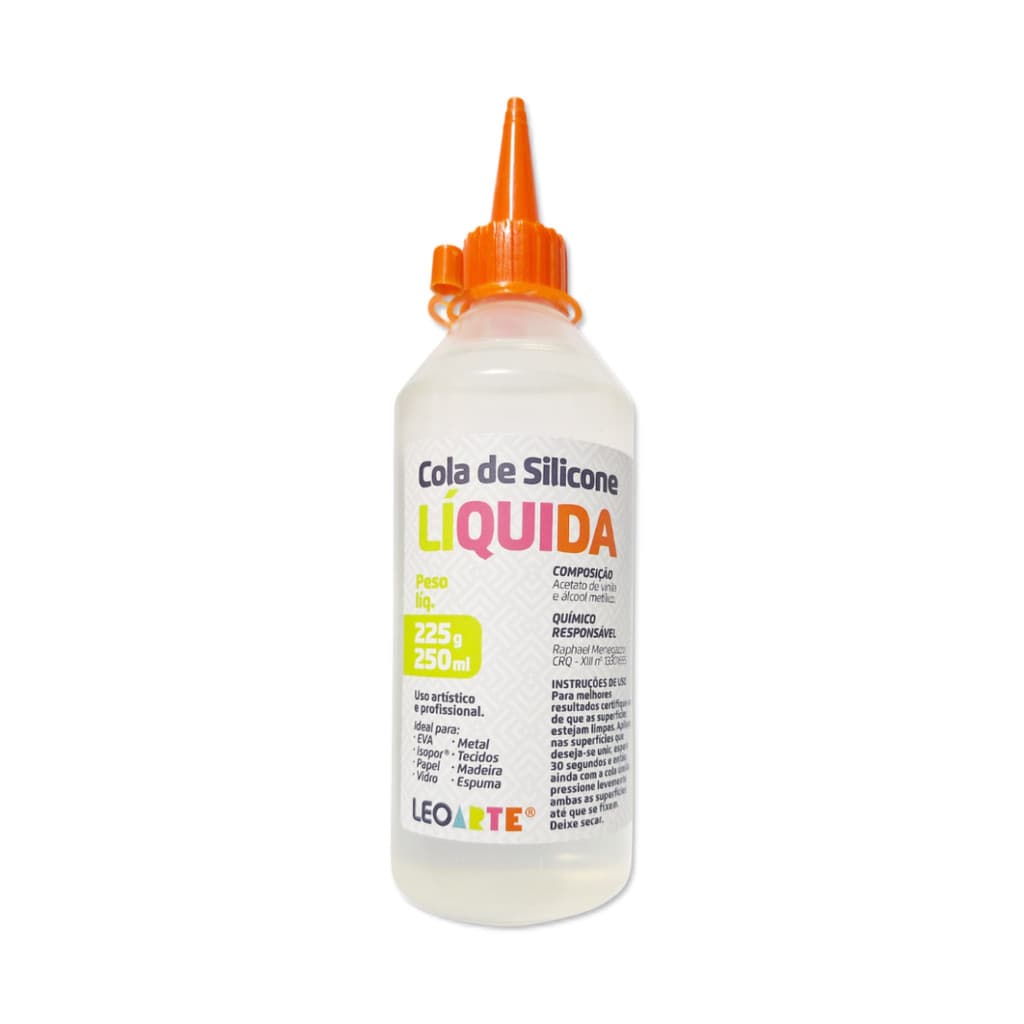 Cola de silicone líquida 250ml Leoarte, uso artístico e profissional