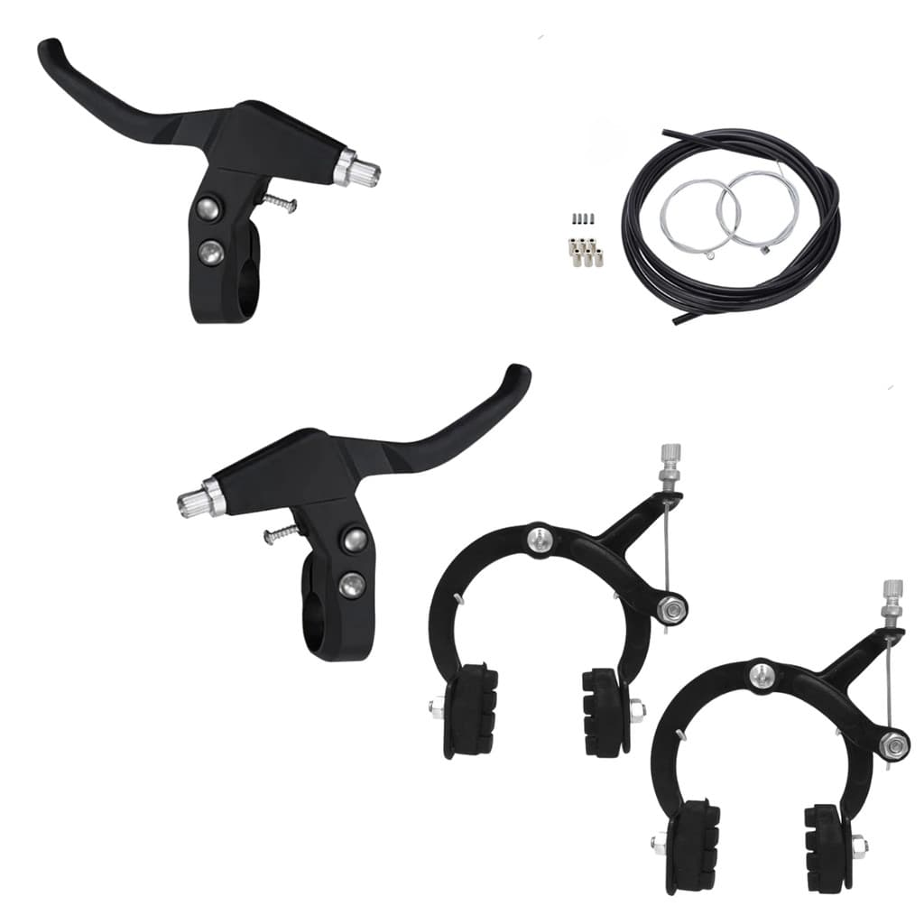KIT FREIO FERRADURA SIDE PULL COMPLETO COM CABOS CONDUÍTE  E MAÇANETA MANETE NYLON PRETO