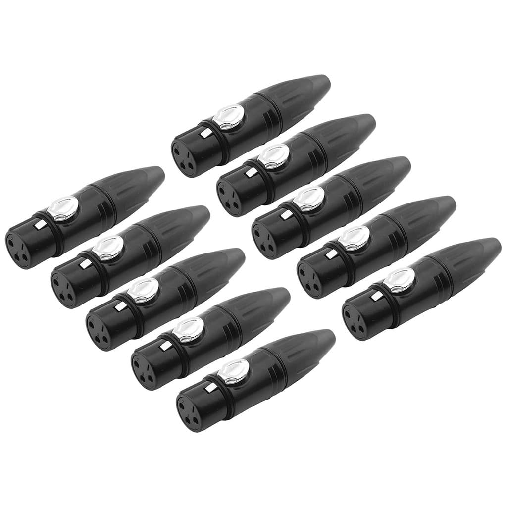 Pacote Com 10 Conector XLR Fêmea 3 Pinos Para Microfone E Mesa De Som