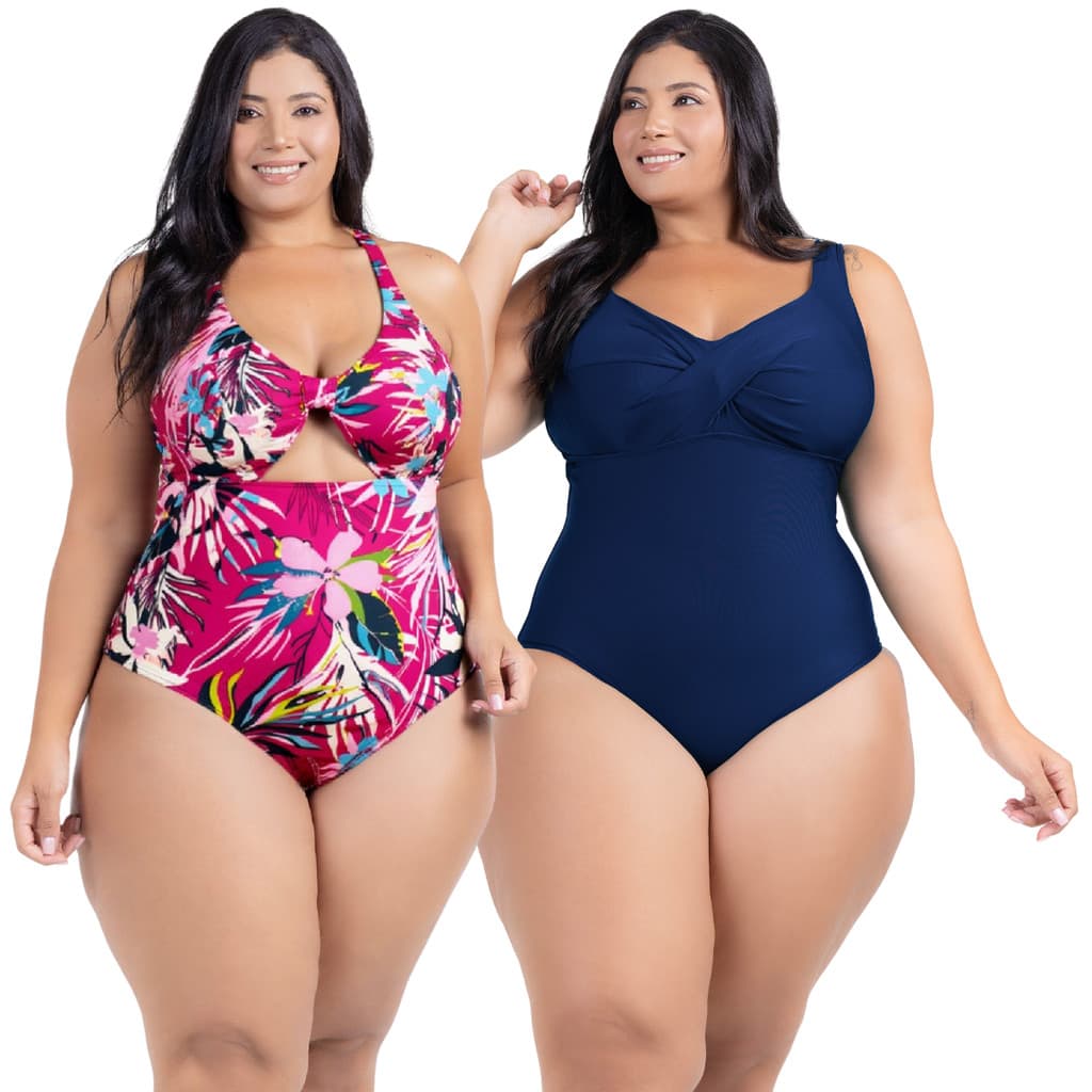 Kit 2 Maiôs Chapa Barriga Plus Size Feminino Moda Praia Moderno Alta Sustentação dos Seios