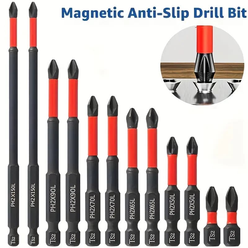 12 Pcs Bits Magnético Ponteira Philips Parafusadeira Ph2 Jogo Imantado Antiderrapante Com Imã Sextavado