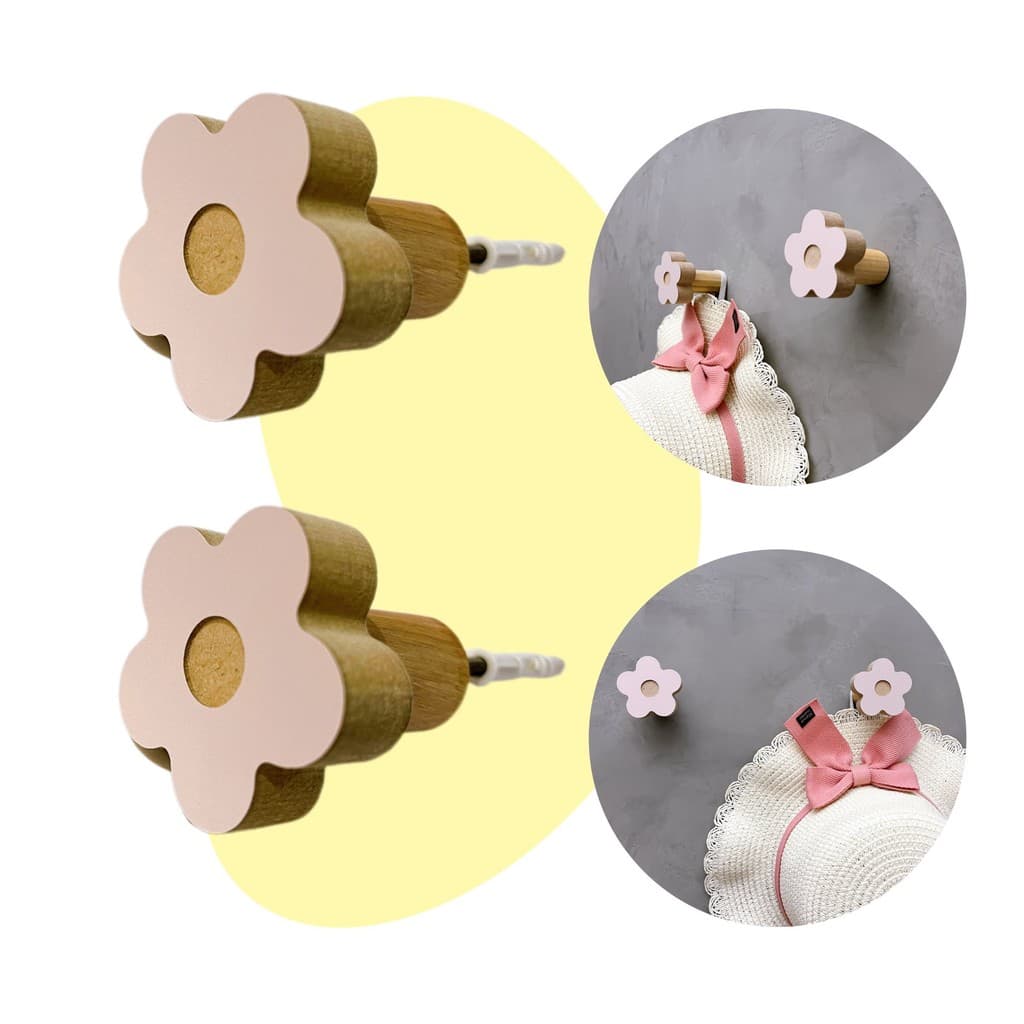 2 Ganchos de parede flor infantil acessórios decoração bebê