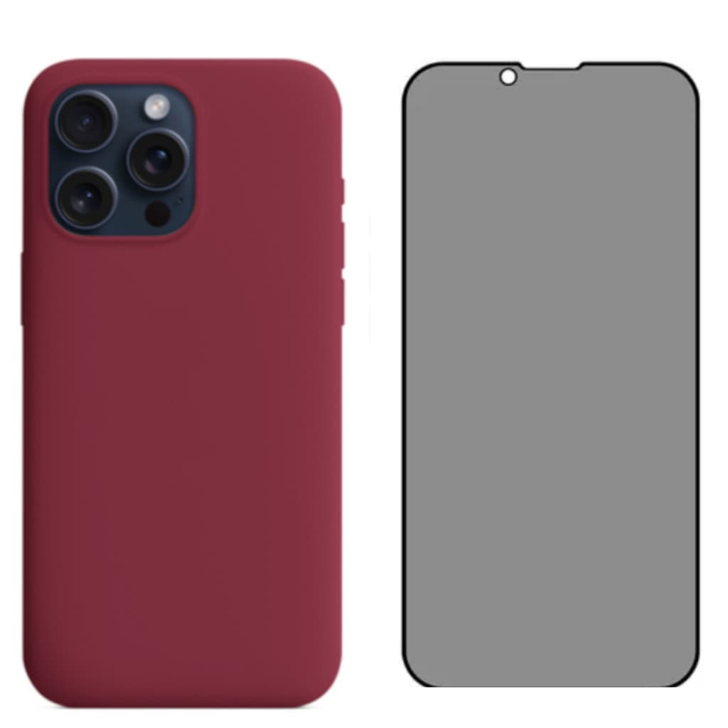 Capa Para iPhone 14 Vinho Aveludado + Película Privacidade