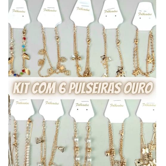 🛍️ Kit 6 Pulseiras Femininas Banhadas a Ouro 18k + Garantia de 1 Ano 💎 Atacado Lucrativo