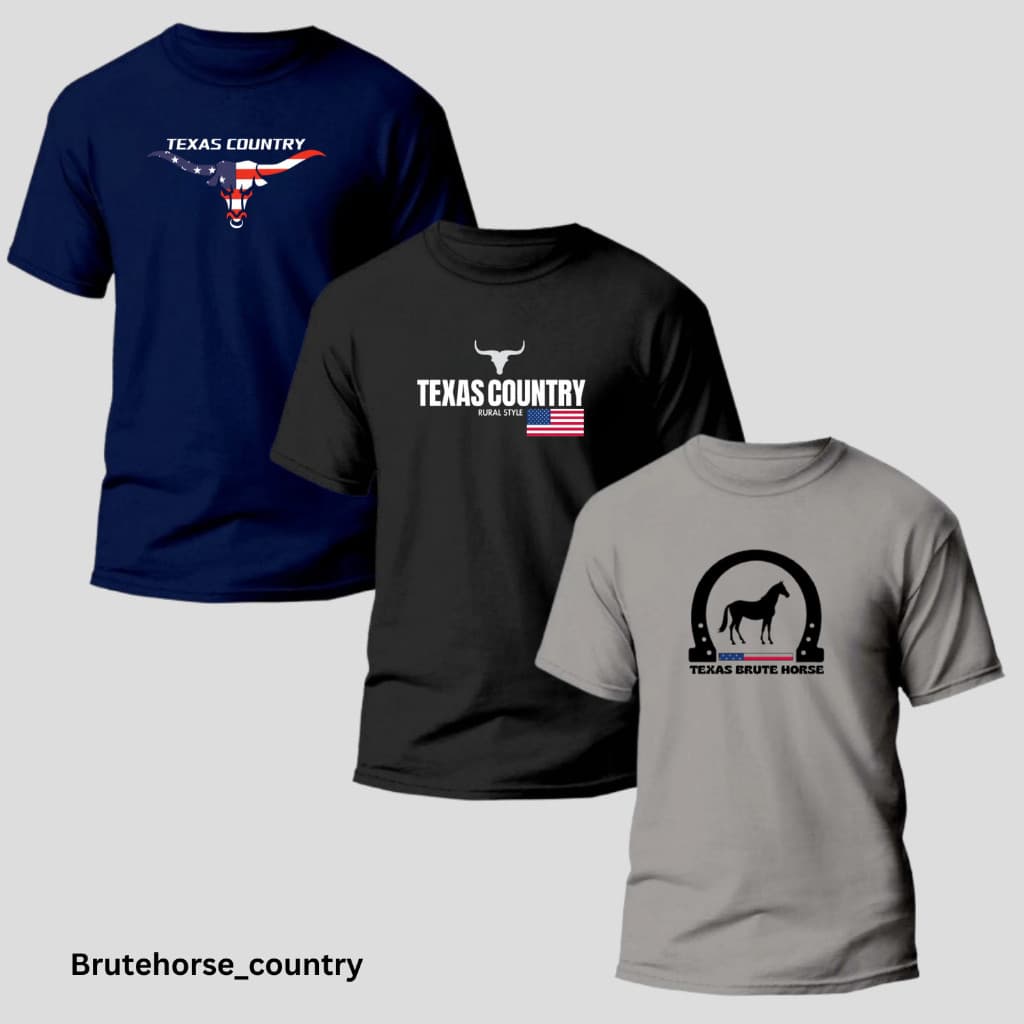Kit 3 Camisetas Camisas Estilo Country Masculina, TexasCountry 100% Algodão