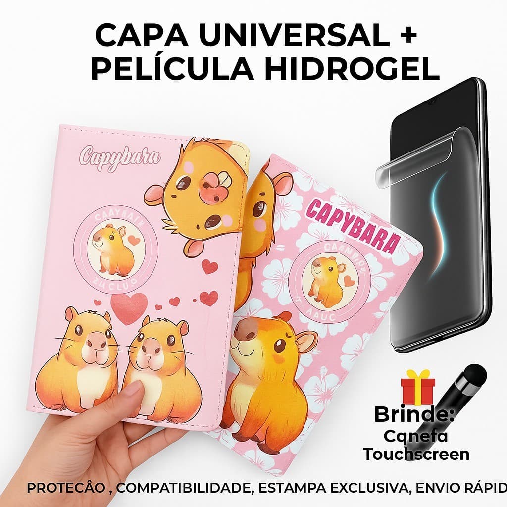 Kit Capa Tablet + Película em Hidrogel Para Positivo Vision Tab 10 + Brinde Caneta Touchscreen