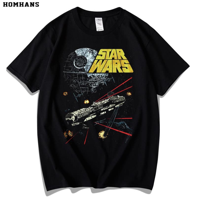 Camiseta Unissex Oversized Plus Size Feminina Masculina Preta  Unissex  Estilo Urbano e Estampa "Star Wars", Estilo Urba