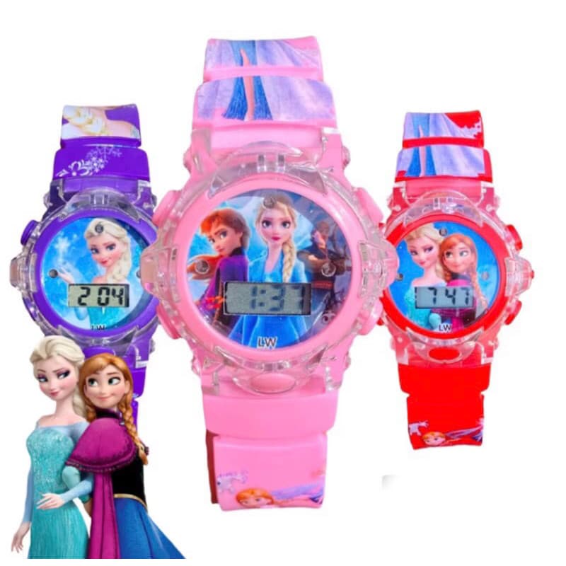 Relogio Infantil Menina Princesa Frozen toca música e acende luz