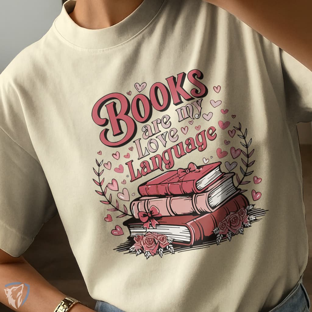 Camiseta Personalizada de Livros | Estampa Books Are My Love Language Criativa