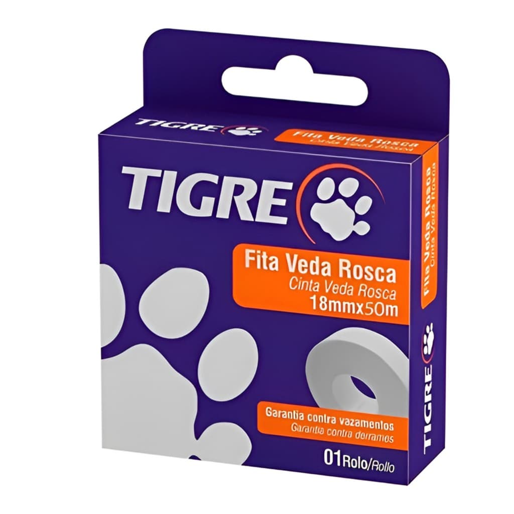 Fita Cinta Veda Rosca Anti Vazamento Tigre Teflon 18mmx50m