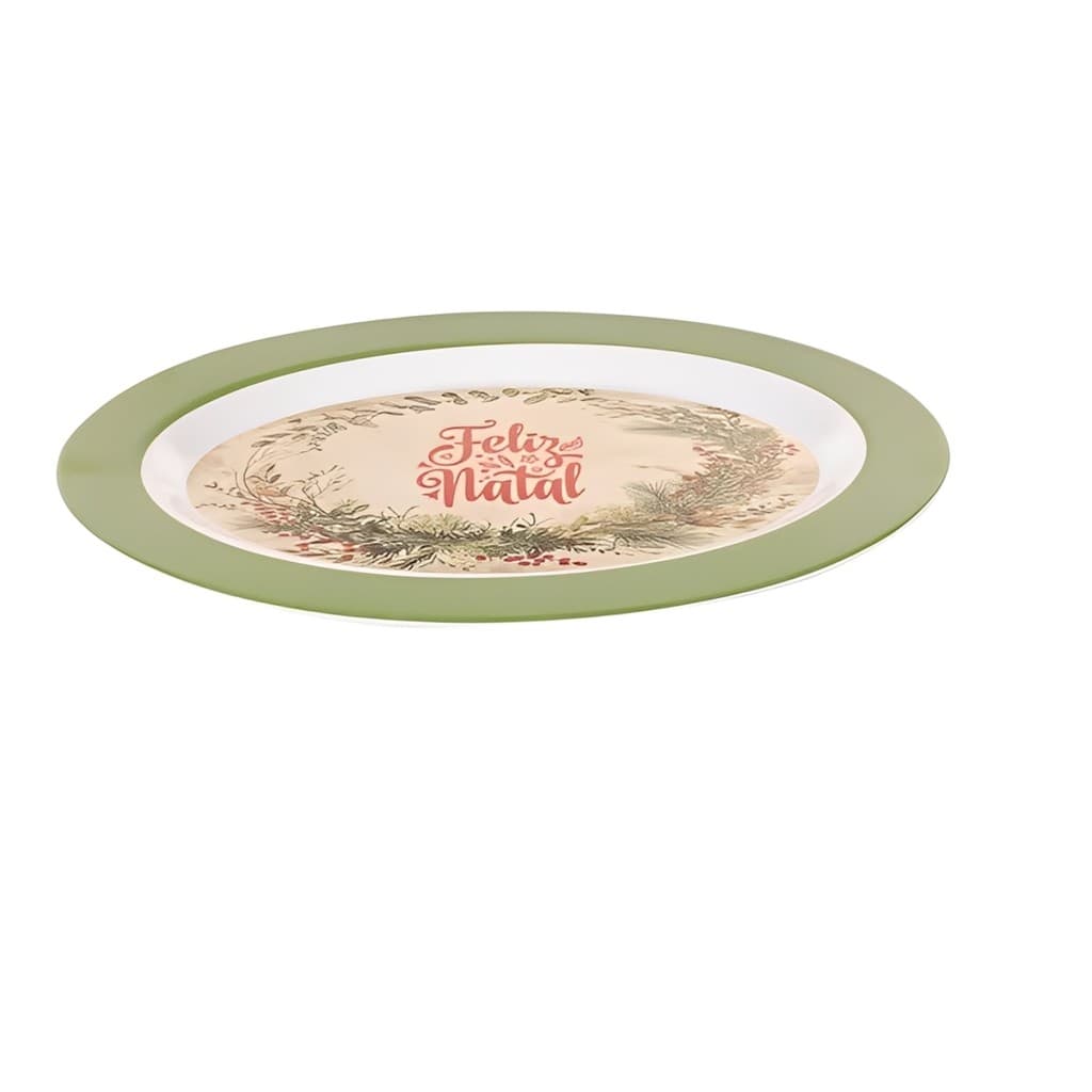 Travessa Oval Em Melamina de Natal 35x25cm