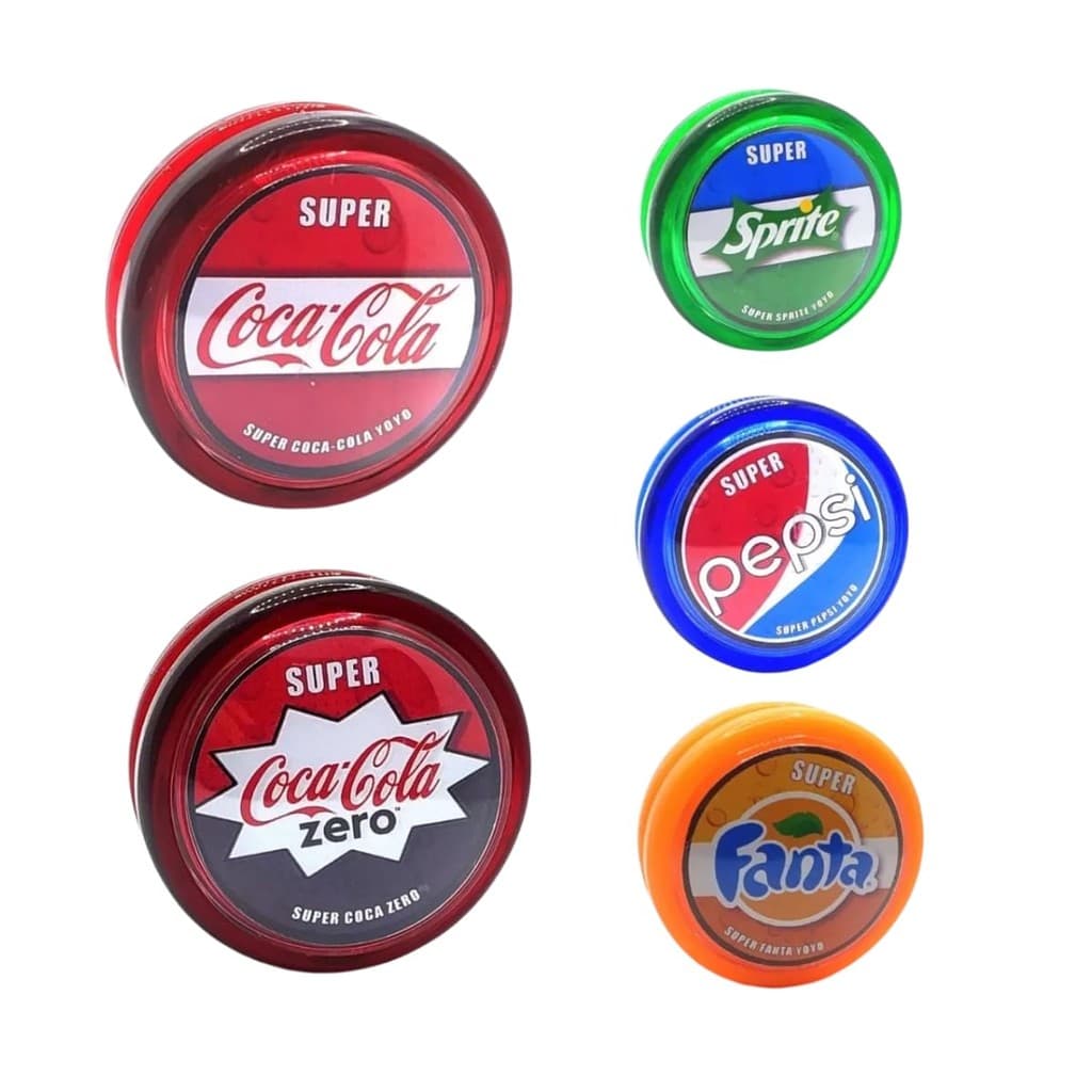 Kit com 5 Yo-yos Profissionais de Refrigerantes: Coca, Fanta, Sprite - Modelo Retrô