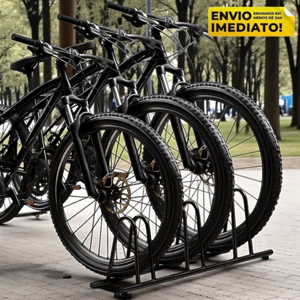 Suporte Para Bicicleta Expositor de Chão 3 Vagas Bicicletario Porta Bike