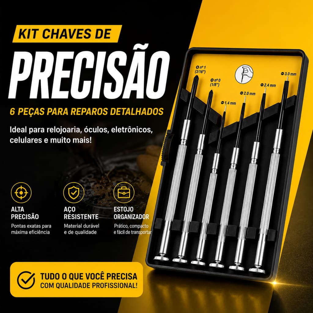 Kit Jogo Mini Chaves De Precisão fenda Phillips Eletronicos Manutenção Celular Relógios Notebok