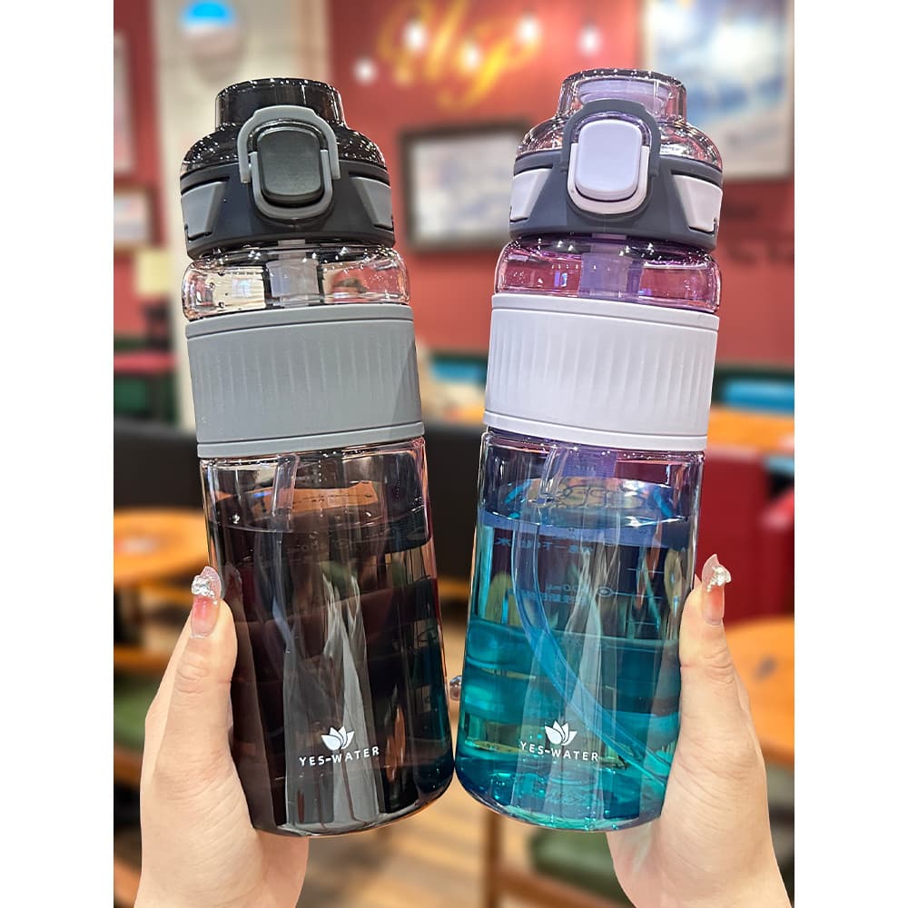 Verão novo estilo de grande capacidade Fitness esportes copo de palha uma tampa dupla beber gradiente cor salto copo mas