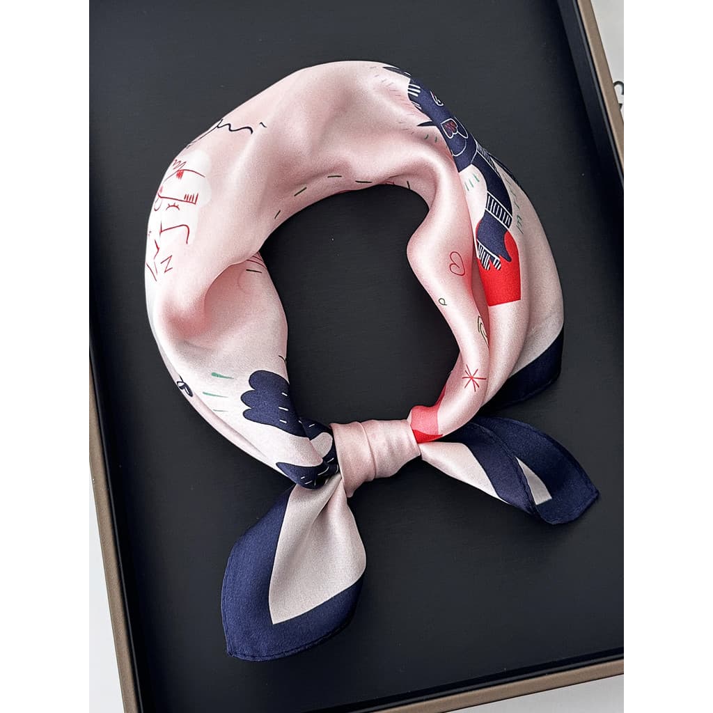 Lenço de seda amoreira moda feminina novo estilo bonito pequeno lenço quadrado All-match High-End seda pequeno cachecol